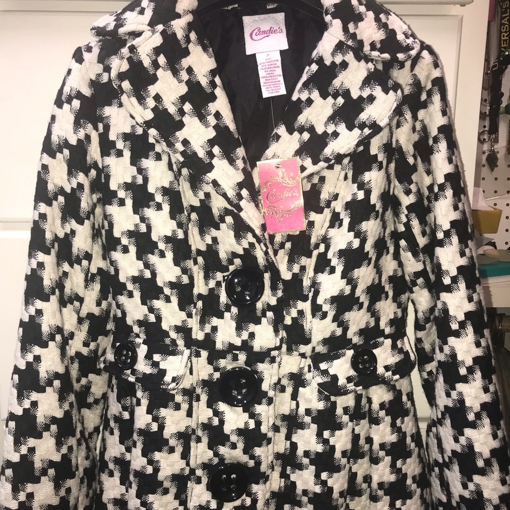 Candies Houndstooth Black and White Coat